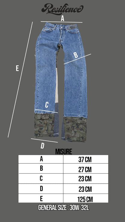 Flare Jeans motivo militare long fit