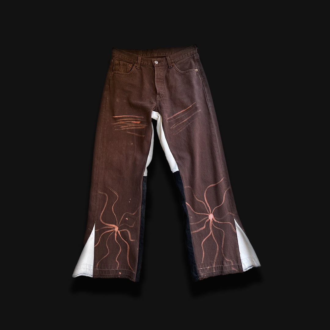 Resilience brown bleached fantasy flare jeans