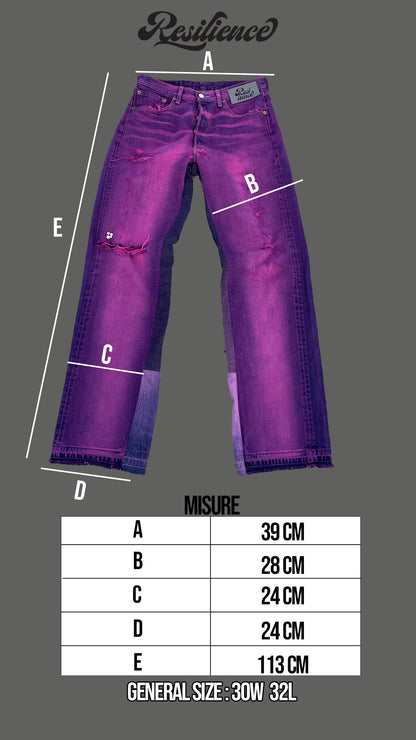 Flare Jeans lavaggio viola con perline