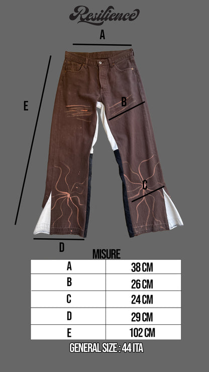 Resilience brown bleached fantasy flare jeans