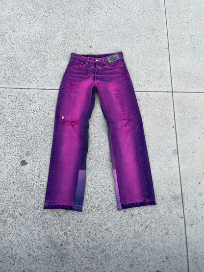 Flare Jeans lavaggio viola con perline